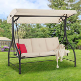 AECOJOY Porch Swing Chair, 3 Seats Porch Swing Adjustable Canopy Outdoor Swing with Stand Patio Swing Bed with - Photo 7