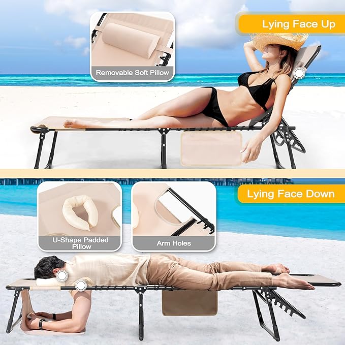 NUU GARDEN Set of 2 Folding Oxford Chaise Lounge Chair - Photo 7