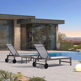 PURPLE LEAF Outdoor Lounge Chair Set for 2 Patio Chaise Lounger with Aluminum Frame and Wheels All-Weather Pool Lounge - Photo 2