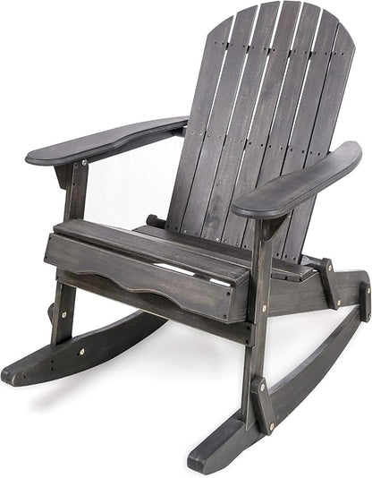 Christopher Knight Home Malibu Outdoor Acacia Wood Adirondack Rocking Chair, Dark Grey