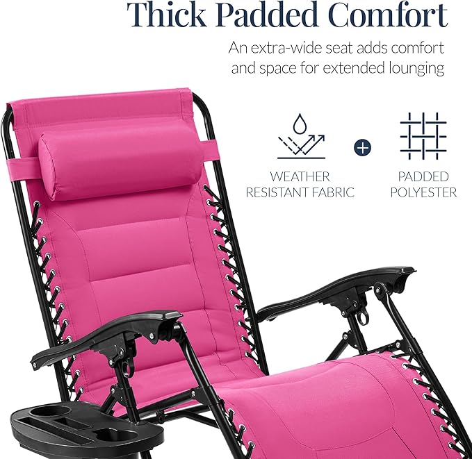 Best Choice Products Oversized Padded Zero Gravity Chair, Folding Outdoor Patio Recliner - Photo 4