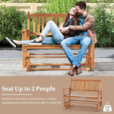 Tangkula 2 Person Outdoor Glider Bench, Poplar Wood Patio Swing Glider Loveseat with Armrests, Slatted Seat & Backrest - Photo 7