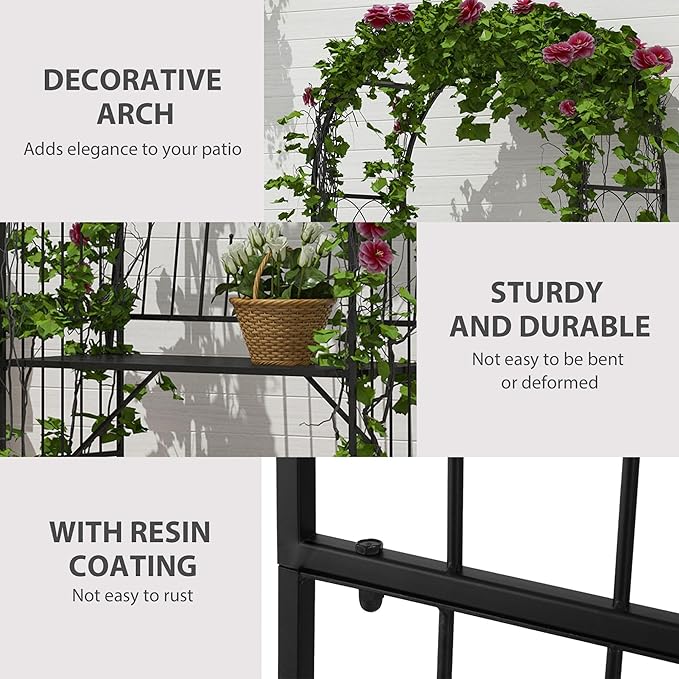 Metal Garden Arbor Bench with Two-Trellis Design