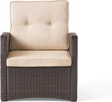 Christopher Knight Home Sanger Outdoor Club Chair with Cushions - Wicker - Dark Brown/Beige - Photo 1