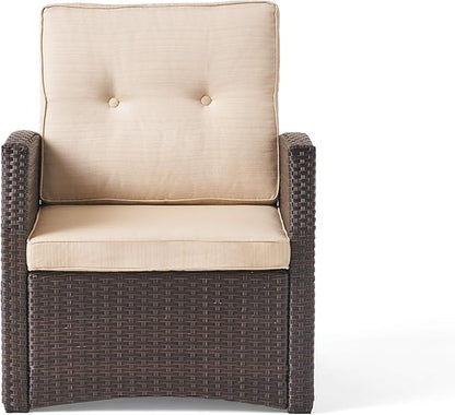 Christopher Knight Home Sanger Outdoor Club Chair with Cushions - Wicker - Dark Brown/Beige