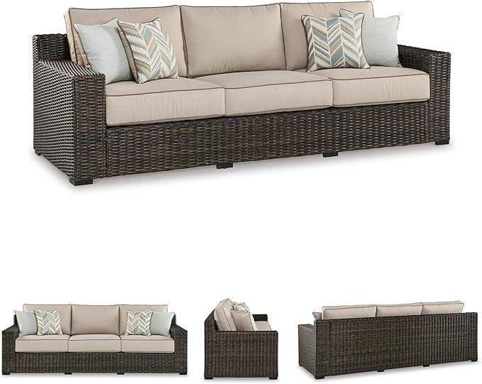 Signature Design by Ashley Coastline Bay Nuvella Weather Resistant Fabric Outdoor Sofa with Cushion and 4 Throw Pillows - Photo 7
