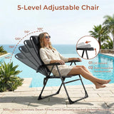TLSUNNY Folding Patio Chairs Set of 4, Outdoor Lawn Chair w/ 5 Level Adjustable Teslin Back, Removable Headrest - Photo 5