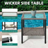 YITAHOME 3 Pieces Patio Wicker Rocking Chair Set, Outdoor Patio Furniture Set with Rattan Side Table, Thickened Cushions - Photo 6