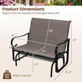 Giantex 2-Person Outdoor Glider Bench with High Backrest, Mesh Fabric, Metal Frame, 660Lbs Capacity, Rocking Chair - Photo 3
