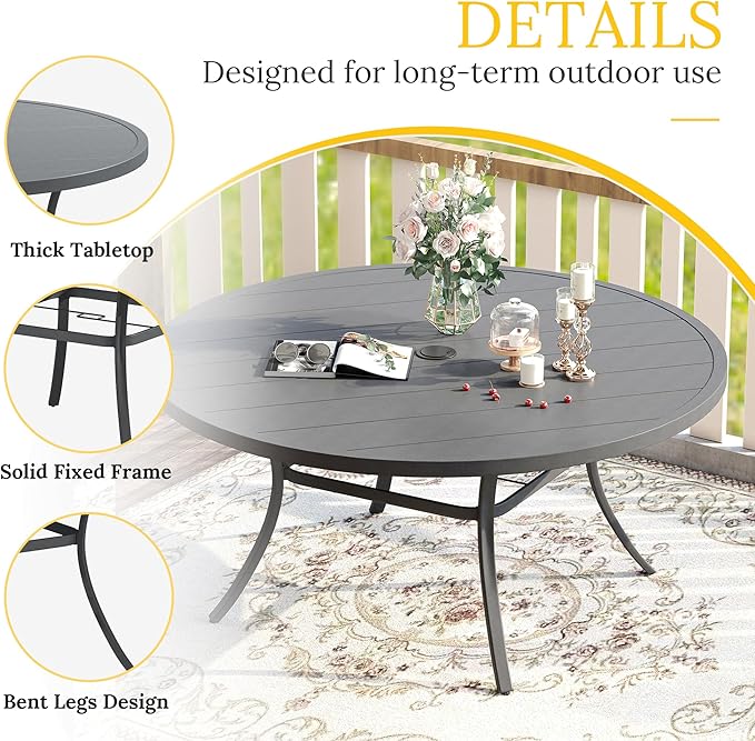VICLLAX 53" Outdoor Round Patio Table for Lawn Garden - Photo 3