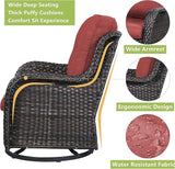 Rilyson Wicker Patio Furniture Set - 6 Piece Rattan Outdoor Sectional Conversation Sets with 2 Swivel Rocking Chairs - Photo 3