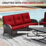 Joyside Wicker Patio Furniture Set, 7 Piece Outdoor Furniture Set with Thickened Cushions, High Back, Deep Seating - Photo 4