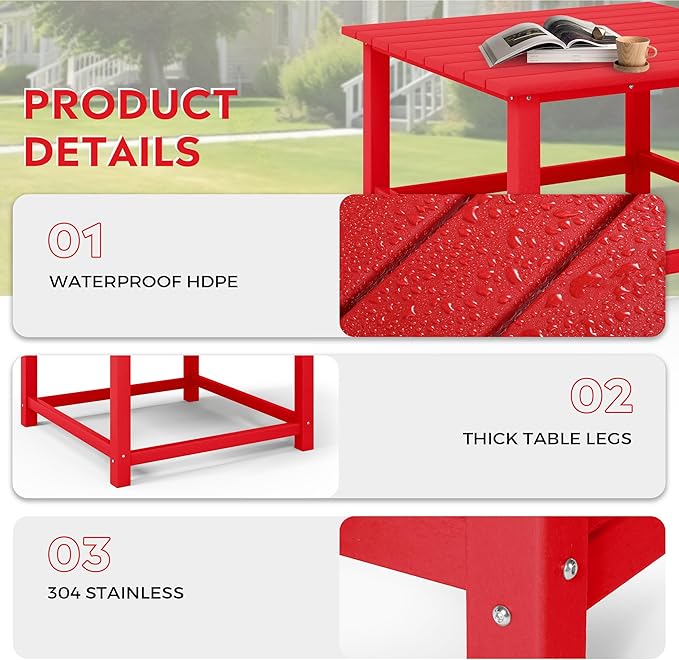 Costaelm Patio Conversation Table, Tatio Accent HDPE Outdoor Weather Resistant - Photo 7