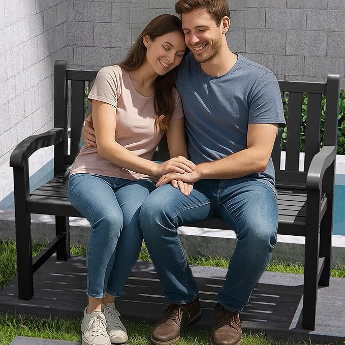 Garden Bench – Resin Classic Outdoor Bench, All-Weather Front Porch Bench for Patio, Yard & Garden