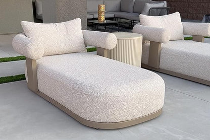 PURPLE LEAF Outdoor Chaise Lounge 1 Piece Chair Modern Aluminum Lounger Daybed with Lumbar Pillow and Armrest for Patio Poolside Beach Sunbathing Deck