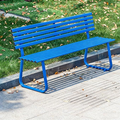 Outdoor Benches Weatherproof, Metal Bench Outdoor, Capable of Carrying 660 lbs, Suitable for Gardens, Parks, lawns, and courtyards(Blue)