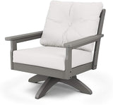 POLYWOOD® Vineyard Deep Seating Swivel Chair in Slate Grey/Natural Linen - Photo 1