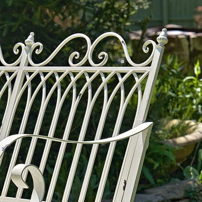 Zaer Ltd. Outdoor Metal Rocking Arm Chair/Bench (Bench, Antique White)