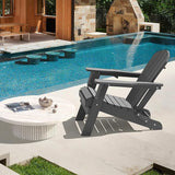 LOUNZY Folding Adirondack Chair with Cup Holder, HDPE All-Weather Folding Patio Chair - Photo 2