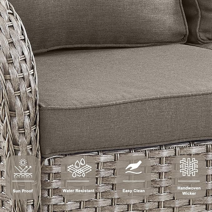 Belord 6 Pieces Patio Rocking Chairs Outdoor Furniture Set with Outdoor Couch and Ottoman Conversation Patio Furniture - Photo 6
