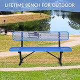 6 Ft Metal Park Bench for Outside, All-Weather Thermoplastic Coating Outdoor Bench with Backrest - Photo 4