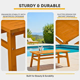 42" Cedar Wood Coffee Table, Solid Wood Farmhouse Patio Side Table, Slatted Accent Table for Garden, Deck, Lawn - Photo 6