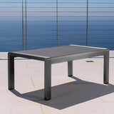 Christopher Knight Home Cape Coral Outdoor Aluminum Coffee Table with Tempered Glass Table Top, Grey - Photo 2