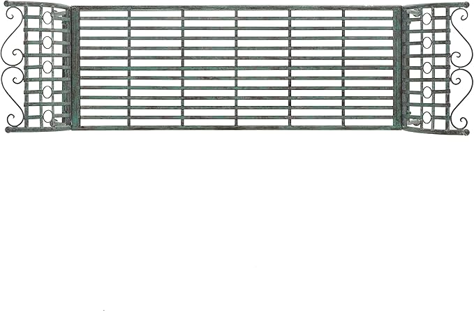 SAFAVIEH Outdoor Collection Hadley Victorian Scroll Antique Dark Green Wrought Iron Bench