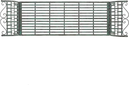 SAFAVIEH Outdoor Collection Hadley Victorian Scroll Antique Dark Green Wrought Iron Bench