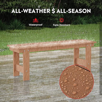Costaelm Garden Bench, Front Porch Bench Entryway Park Bench, Patio Backless Garden Seat for Outdoors/Indoor, Low Farmhouse Bench, Teak