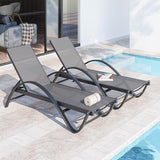 JY QAQA 2PCS Patio Outdoor Lounge Chaise with Wheels - Photo 1
