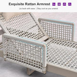 PURPLE LEAF 3 Pieces Outdoor Chaise Lounge Set Rattan Wicker Lounger with Arms Poolside Furniture Adjustable Recliners - Photo 5