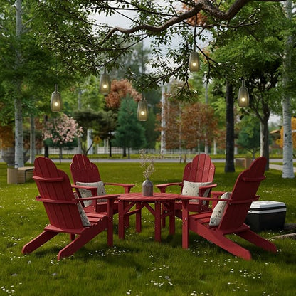 Wildridge Classic 33” Occasional Table, Cardinal Red - Outdoor Weather Resistant Poly Conversation Table for Patio, Porch, Deck