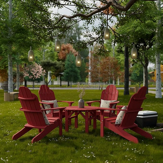Wildridge Classic 33” Occasional Table, Cardinal Red - Outdoor Weather Resistant Poly Conversation Table for Patio, Porch, Deck