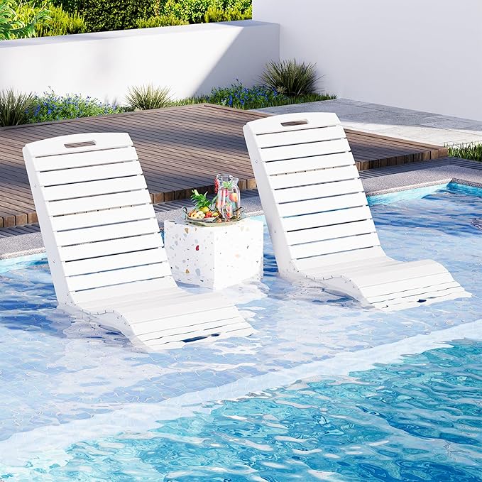 MELLCOM HDPE Pool Lounge Chair, in Pool Lounge Chair up to 10-Inches of Water, Chaise Lounge Chair with Wheels - Photo 8
