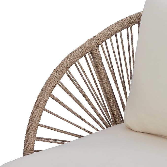 Merax Acacia Wood Outdoor Club Chair - Curved Tub Design Patio Lounge Chair with Handwoven Rope Accents & - Photo 10