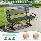 Ceridwen Outdoor Benches Heavy Duty Steel Frame Park Bench with Backrest Bench - Photo 3
