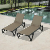 Domi Pool Lounge Chairs Set of 2, Aluminum Patio Chaise Lounge with Wheels, 5 Position Adjustable - Photo 1