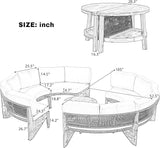 Quarte Outdoor Acacia Wood Round Sofa Set, Half-Moon Sectional Sets with Coffee Table, 6-Person Seating Group for Garden - Photo 3