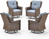 Patio Chairs Outdoor Swivel Glider - Set of 4 High Back Outside Brown Wicker Rattan Rocking Chair with Thick Cushion - Photo 1