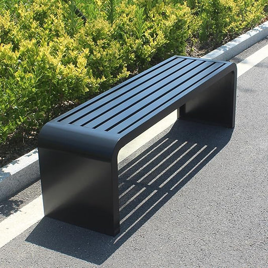 Garden Bench, Outdoor Patio Backless Bench, Metal Garden Benches, All-Weather Park Bench for Garden, Porch, Lounge(Color:Black,Size:100 * 40 * 45cm/39 * 16 * 18in)