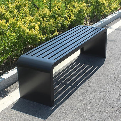 Garden Bench, Outdoor Patio Backless Bench, Metal Garden Benches, All-Weather Park Bench for Garden, Porch, Lounge(Color:Black,Size:150 * 40 * 45cm/59 * 16 * 18in)