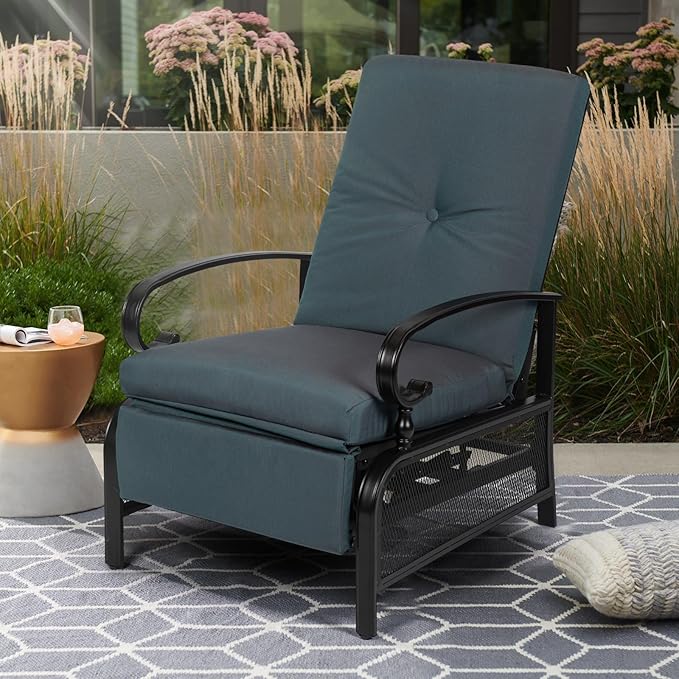 SUNCROWN Outdoor Recliner Chair Patio Adjustable Relaxing Chairs Outdoor Metal Furniture Chair with Thick - Photo 6