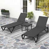 Domi Pool Lounge Chairs Set of 2 with Side Table, Aluminum Adjustable Outdoor Chaise Lounge with Wheels - Photo 1