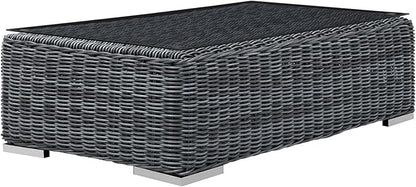 Modway Summon Wicker Rattan Outdoor Patio Coffee Table in Gray
