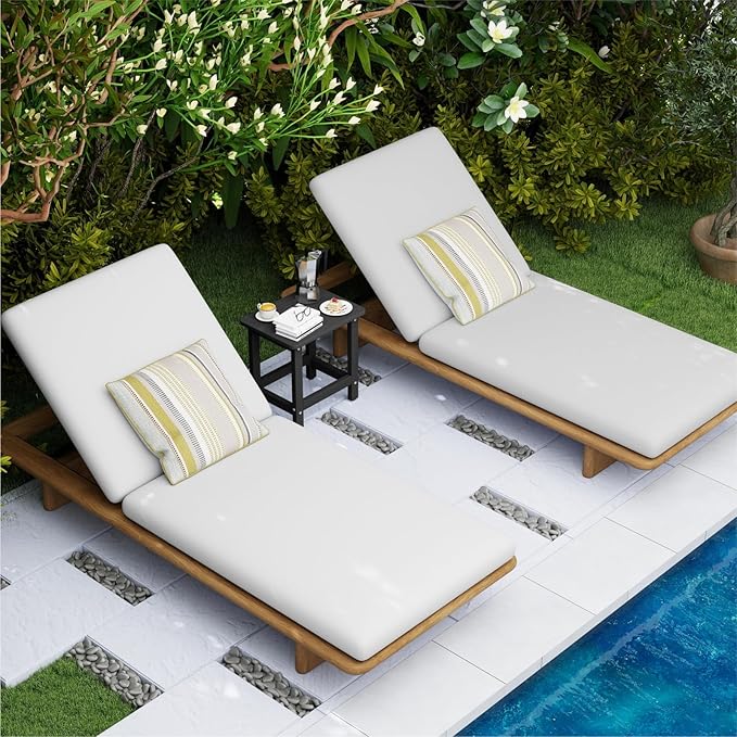 Set of 2 HDPE Outdoor Side Table, Weatherproof Small Outdoor Table for Adirondack, 16.6-Inch Patio Square End Tables for Garden, Backyard, Porch, Deck, Balcony, Poolside (Black)