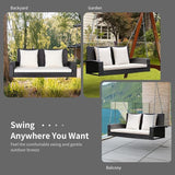 RELAX4LIFE Porch Swing 2-Seat Patio Rattan, Wicker Porch Swings Outdoor W/Two 7.9 Ft Solid Steel Chain - Photo 9