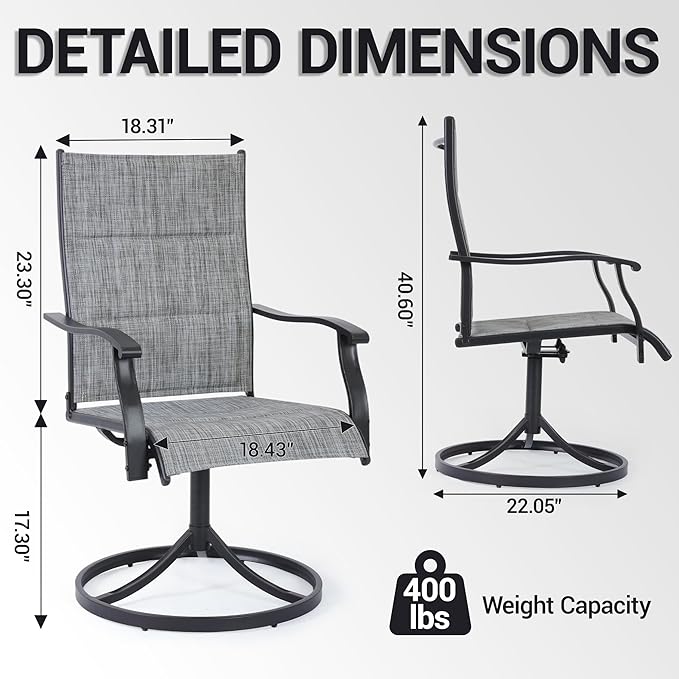 Patio Swivel Chairs Set of 2, Outdoor Dining Chairs High Back - Photo 3