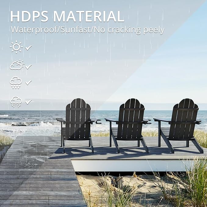 LUE BONA HDPS Adirondack Chairs Set of 8, Long-Lasting All-Season Outdoor Patio Chairs, Hidden Cup Holder, 350 LBS - Photo 3