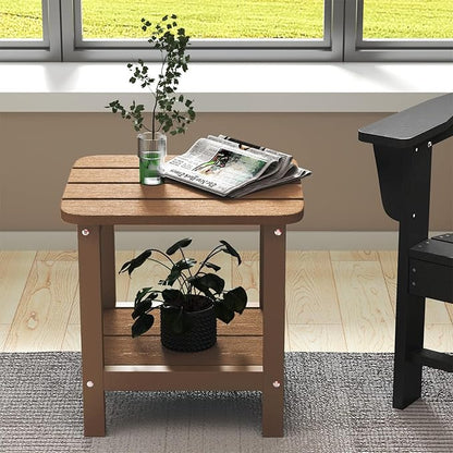 SERWALL Double Adirondack Side Table Rectangular End Table Set of 6, Brown